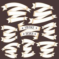 Vintage ribbon banners hand drawn set N5