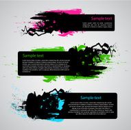 Set of Three Grungy Labels or Banners