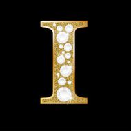 Letter I of gold and diamond