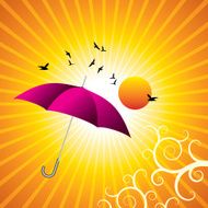 Colorful vector umbrella and birds