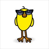 Smiling Yellow Chick Wearing Ladies Black Sunglasses