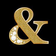 Ampersand symbol of gold and diamond