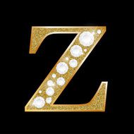 Letter Z of gold and diamond