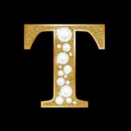 Letter T of gold and diamond