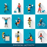 modern physical activity icons set