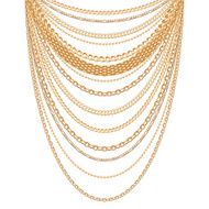 Many chains golden metallic necklace N8
