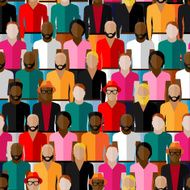 seamless pattern with a large group of guys and men