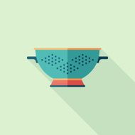 Colorful colander flat square icon with long shadows