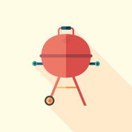 Barbecue time flat square icon with long shadows
