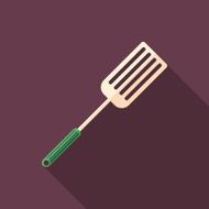 Kitchen spatula flat square icon with long shadows