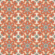 retro pattern with orange flowers