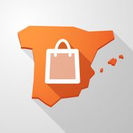 Spain map icon with a shopping bag