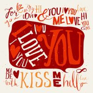 Postcard love I love you Hello Kiss