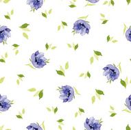 Blue watercolor flowers seamless pattern N5