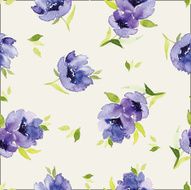 Blue watercolor flowers seamless pattern N6
