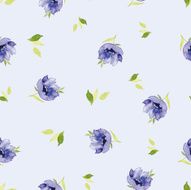 Blue watercolor flowers seamless pattern N7