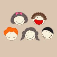Set of smiling faces in different characters N2
