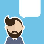 Bearded caucasian hipster man talking