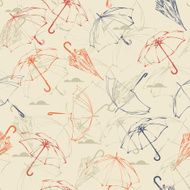 Umbrellas Seamless pattern Vector autumn doodles design N2