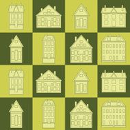 Houses Vector seamless pattern vintage N10