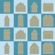 Houses Vector seamless pattern vintage N11