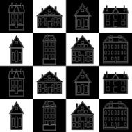 Houses Vector seamless pattern vintage N12