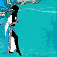Sexy lady silhouette on a turquoise background
