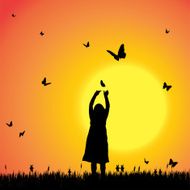Vector silhouette of a girl N132