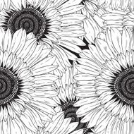 seamless pattern of abstract black and white flowers