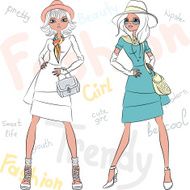 Vector beautiful fashion girls top models N13