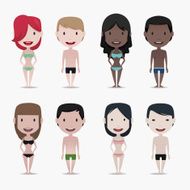 Group of people set with swimwear