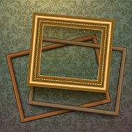 Vintage golden frames on floral background