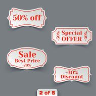 Vector Set of Sale Paper Retro Labels N3