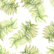 Watercolor seamless pattern with palm tree leaf