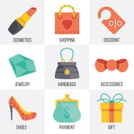 Vector women shopping icons set Set 7