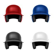 Set of vector baseball helmets Isolated on white