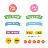 Stylish set of logos and icons for Kids Shop N2