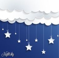 Abstract paper clouds and stars background