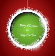 Abstract cutted paper design Christmas ball on red background