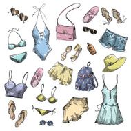 Summer fashion collection of summer clothing and accessories N2