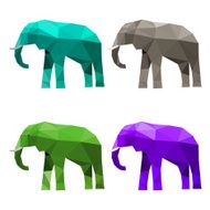 set of bright abstract geometric polygonal triangular elephant