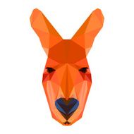 Bright colored abstract polygonal geometric kangaroo isolated on white