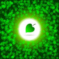 Summer background with green leafs and leaf icon