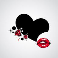Abstract composition with sexy lips speech bubble and jewels