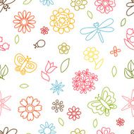 Natural pattern with beautiful flowers beetles and butterflies N8