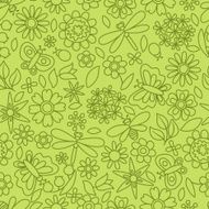 Natural pattern with beautiful flowers beetles and butterflies N9