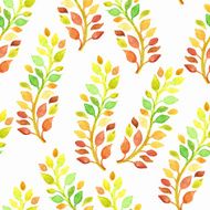 Vector Seamless Spring Pattern with Watercolor Branches N2