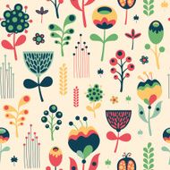 Colorful floral seamless pattern on light background