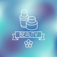 Spa beauty label on blurred background