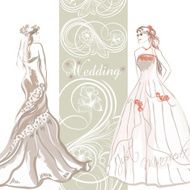 Elegant wedding invitation card with bride in pastel color